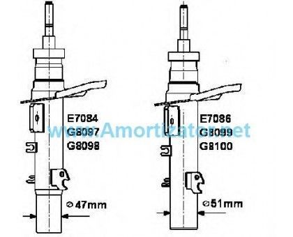 Передний амортизатор MONROE (E7086) CITROEN C3 Picasso, PEUGEOT 207, газомасляный