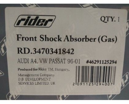 Передний газомасляный амортизатор Rider (RD.3470341842) Audi A4 B5 (1994-2001)