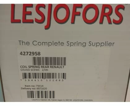Задня пружина RENAULT GRAND SCENIC III (JZ0/1_), LESJOFORS 4272958 Задня пружина RENAULT GRAND SCENIC III (JZ0/1_), LESJOFORS 4272958